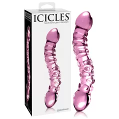 Icicles No. 55 - dildo doppio, punto G - vetro rosa