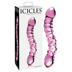 Icicles No. 55 - dildo doppio, punto G - vetro rosa