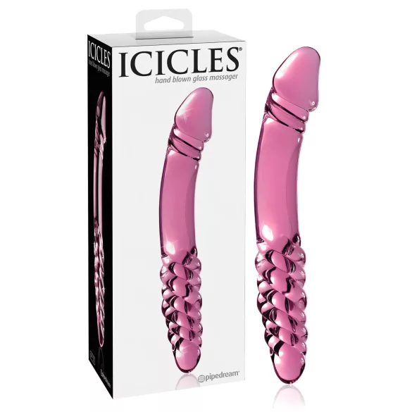 Icicles No. 57 - dildo doppia penetrazione con pene - vetro rosa