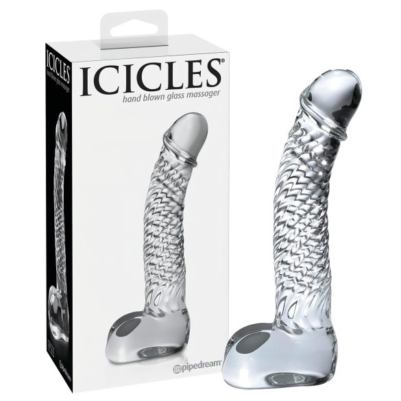 Icicles No. 61 - Dildo in vetro con testicoli e pene (trasparente)