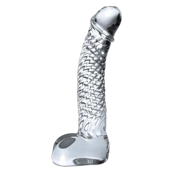 Icicles No. 61 - dildo in vetro realistico con testicoli e pene - trasparente