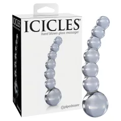   Icicles No. 66 - dildo anale curvo con sfere - vetro trasparente
