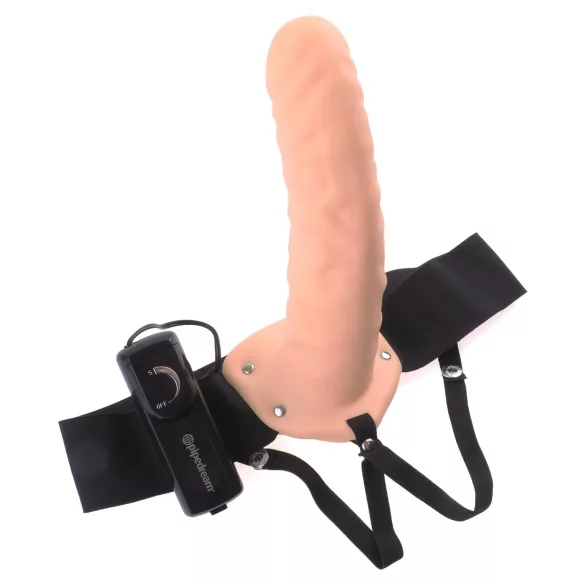 Pipedream - Fetish Strap-On 8 - cintura con dildo cavo vibrante indossabile (color carne)