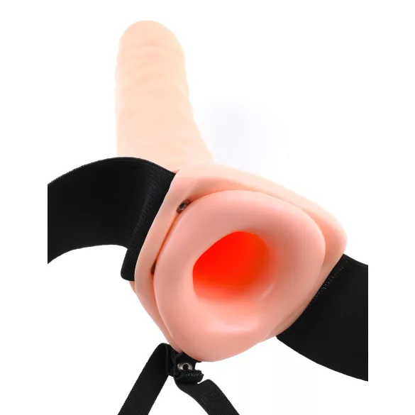 Pipedream - Fetish Strap-On 8 - cintura con dildo cavo vibrante indossabile (color carne)