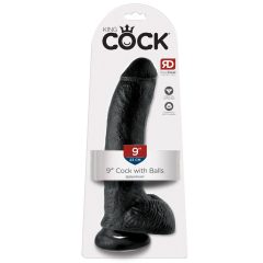   Cock King 9 con Testicoli e Ventosa - Dildo Nero Grande (23cm)