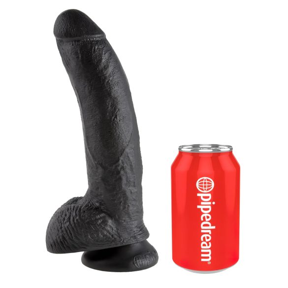 King Cock 9 - dildo realistico con testicoli e ventosa - nero 23cm