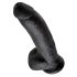 King Cock 9 - Dildo con ventosa e scroto (23 cm) - Nero