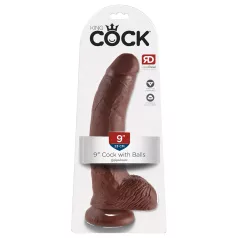   King Cock 9 - dildo realistico con ventosa e testicoli 23cm - marrone