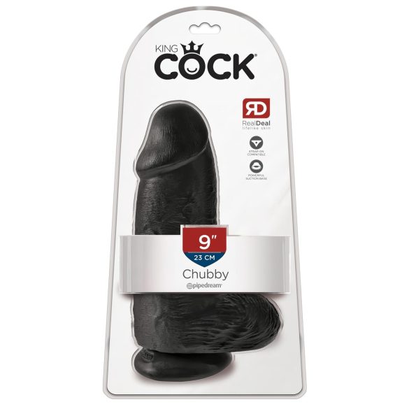 King Cock 9 Chubby - dildo ventosa con testicoli (23cm) - nero