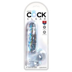   Dildo Trasparente King Cock Clear 6 con Ventosa e Testicoli (15cm)