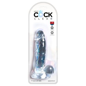 Dildo King Cock Clear 7 con ventosa e testicoli (18cm)