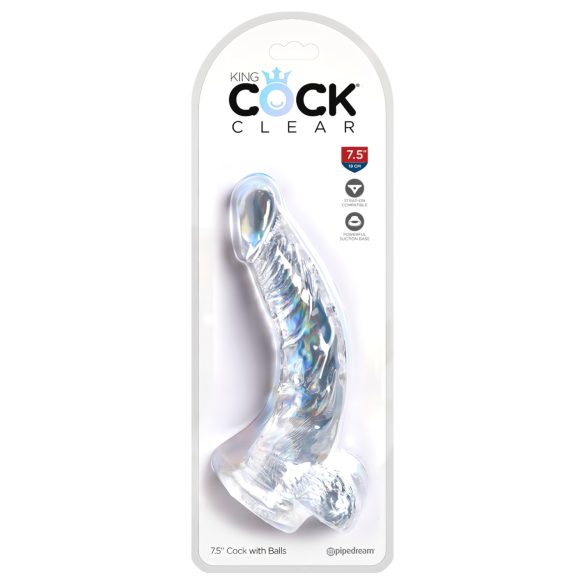 King Cock Clear 7,5 - Dildo con Testicoli e Ventosa (19 cm)