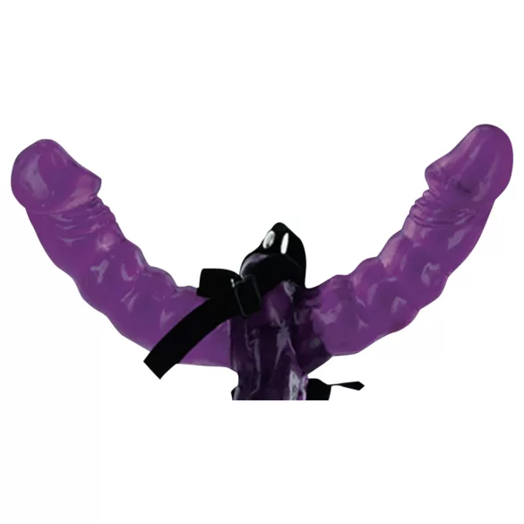 Fetish - strap-on doppio dildo con imbragatura - nero