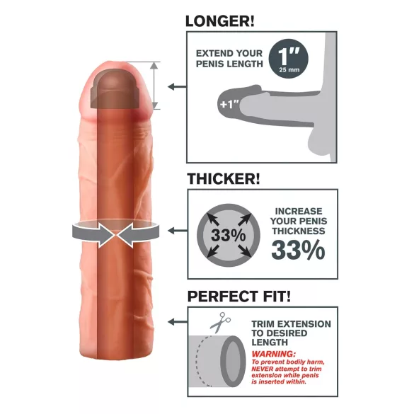Pipedream - X-TENSION Perfect 1 - realistico guaina peniena (17,7 cm, color carne)