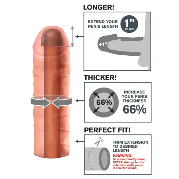 Pipedream - X-TENSION Mega 1 - realistico rivestimento penieno (17,7 cm, color carne)