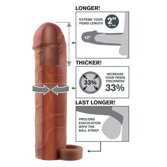 X-TENSION Perfect 2 - guaina pene con anello - 19cm - naturale scuro