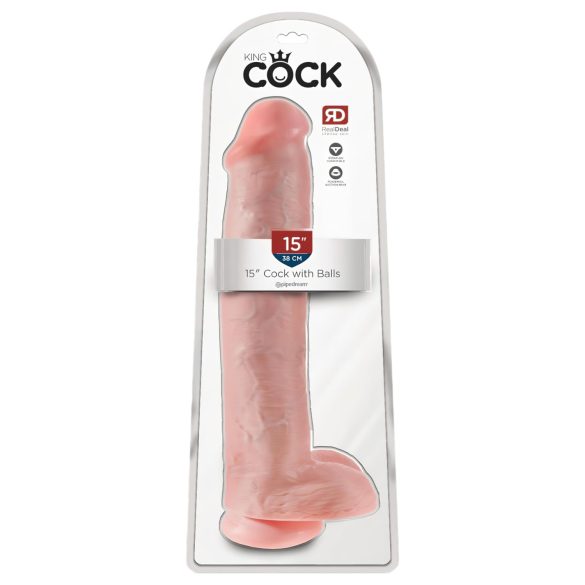 King Cock 15 - Dildo ventosa con testicoli (38cm) - naturale