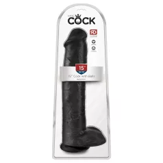   King Cock 15 - dildo realistico con testicoli e ventosa - nero 38cm