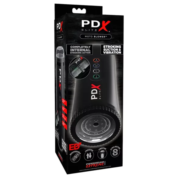 PDX Moto Blower - masturbatore aspirante e vibrante (nero)