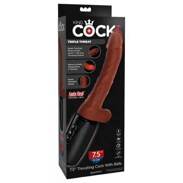 King Cock Plus 7,5 - dildo vibrante realistico con testicoli - marrone