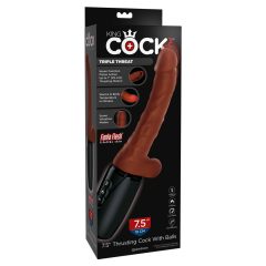   Vibratore Thrust&Heat di King Cock Plus con Testicoli 7,5 - Marrone"