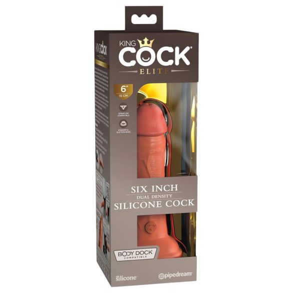 King Cock Elite 6 - dildo realistico ventosa (15cm) - scuro