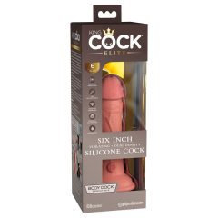   Dildo in Silicone Biregimentato King Cock Elite" con Ventosa e Vibrazione Realistica (15 cm) - Color Carne"