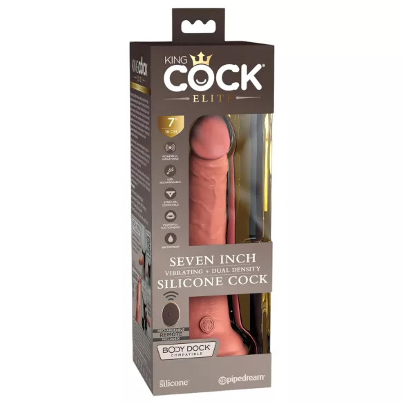 King Cock Elite 7 - vibratore con telecomando ventosa 18cm - color carne