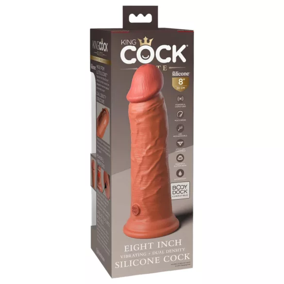 King Cock Elite 8 - vibratore realistico 20cm - colore scuro naturale