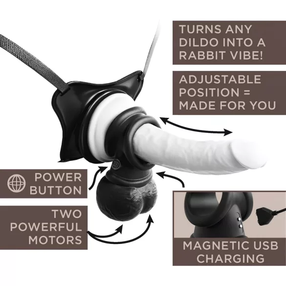 King Cock Crown Jewels - anello fallico vibrante (nero)