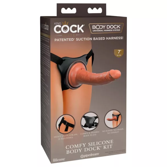 King Cock Elite Comfy - dildo indossabile con imbrago - pelle scura