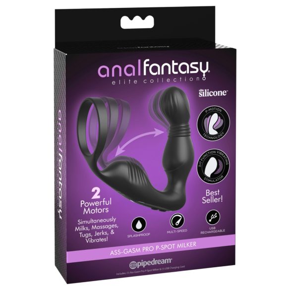 Anal Fantasy Elite - vibratore prostatico con anello pene - nero