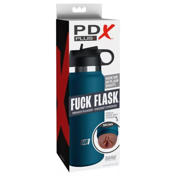 PDX - Fuck Flask Private Pleaser - vagina artificiale in borraccia (blu-marrone)