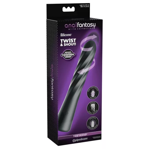 Anal Fantasy Twist Ecstasy - vibratore anale rotante e spingente (nero)