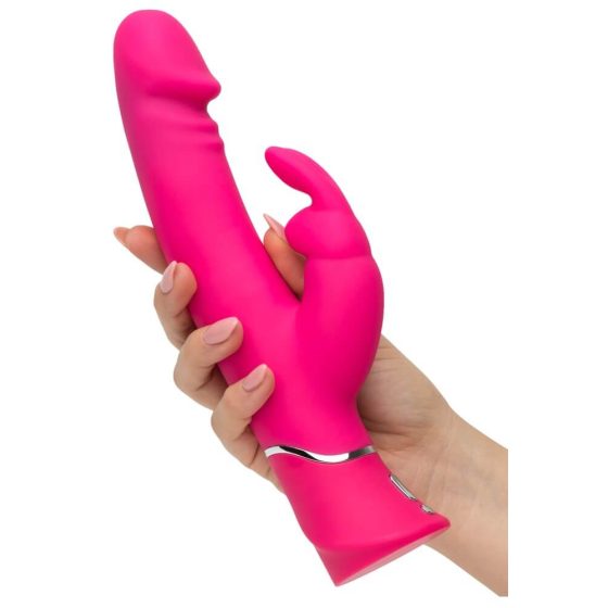 Vibratore Dual Density HappyRabbit con stimolatore clitorideo impermeabile (rosa)