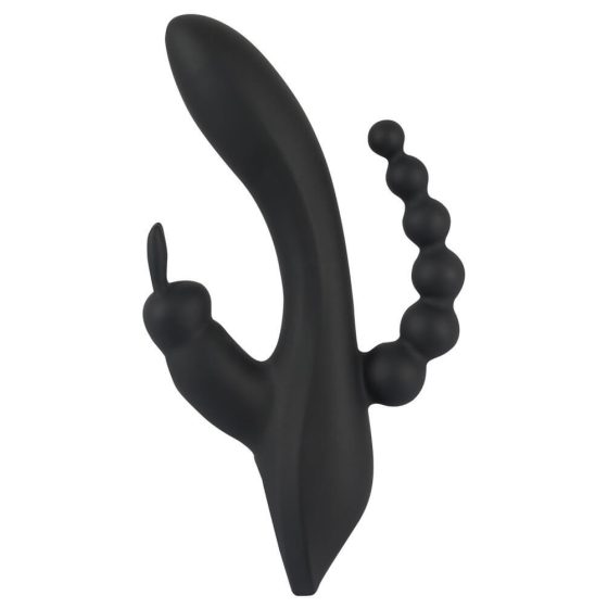 SMILE Tris - vibratore ricaricabile impermeabile a tre punte (nero)