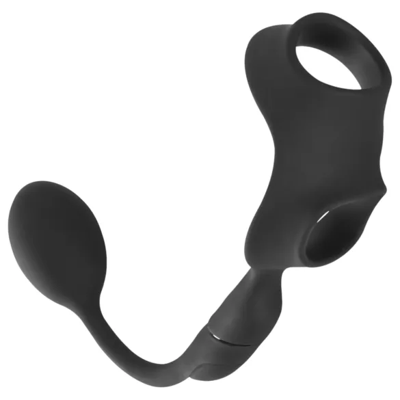Rebel - anello pene e scroto con vibratore anale - nero