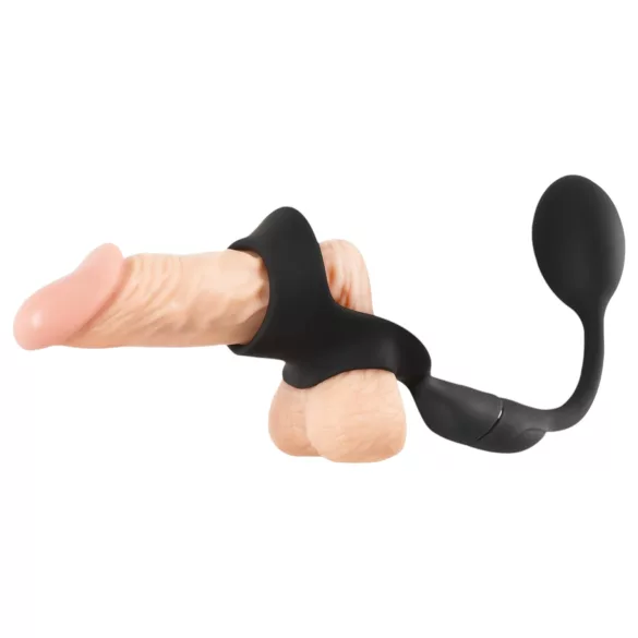 Rebel - anello pene e scroto con vibratore anale - nero