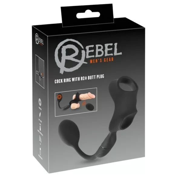 Rebel - anello pene e scroto con vibratore anale - nero