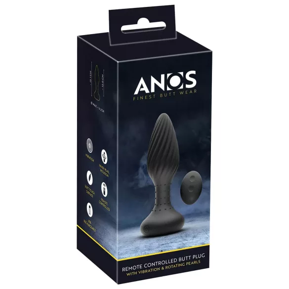 ANOS - vibratore anale rotante con perle - nero