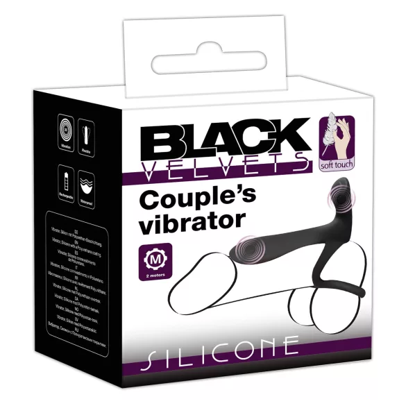 Black Velvets - vibratore coppia ricaricabile e anello fallico 2in1 - nero