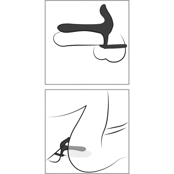 Black Velvets - vibratore coppia ricaricabile e anello fallico 2in1 - nero