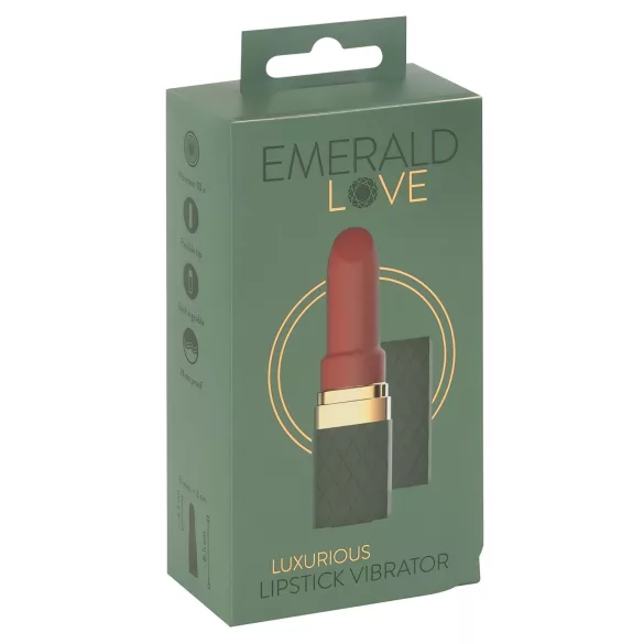 Emerald Love - vibratore ricaricabile impermeabile a forma di rossetto - rosso