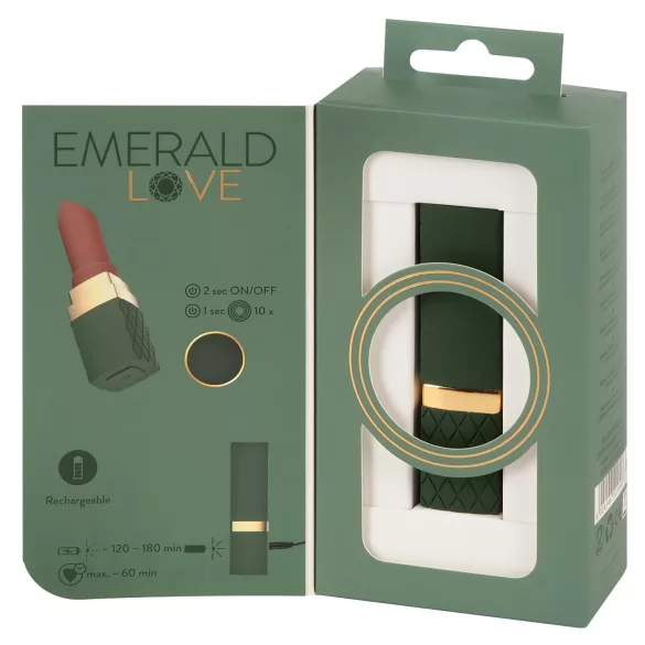 Emerald Love - vibratore ricaricabile impermeabile a forma di rossetto - rosso