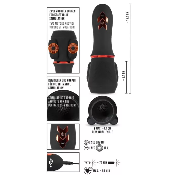 Rebel - vibratore glande ricaricabile doppio motore - nero