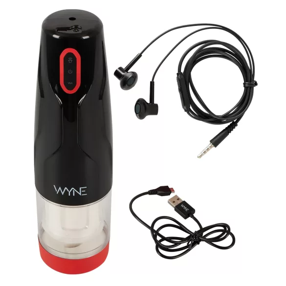 WYNE 05 - masturbatore rotante ricaricabile - silicone nero bianco