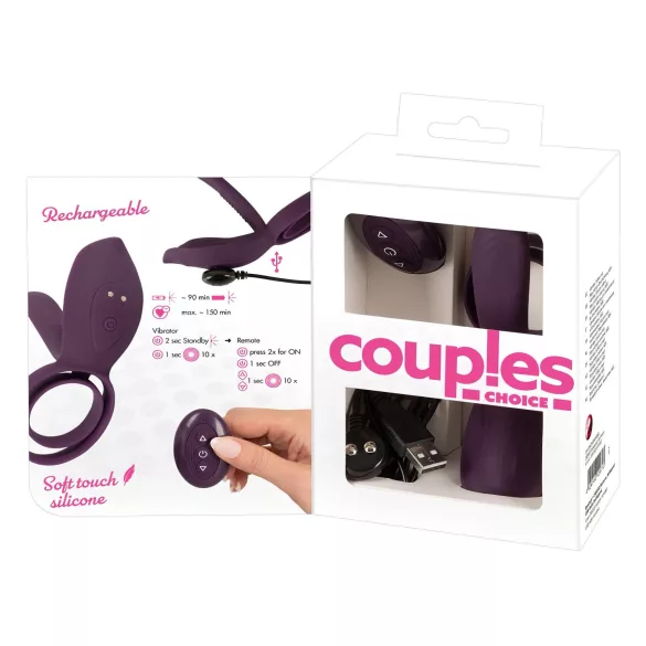 Couples Choice - anello fallico ricaricabile con telecomando - silicone viola