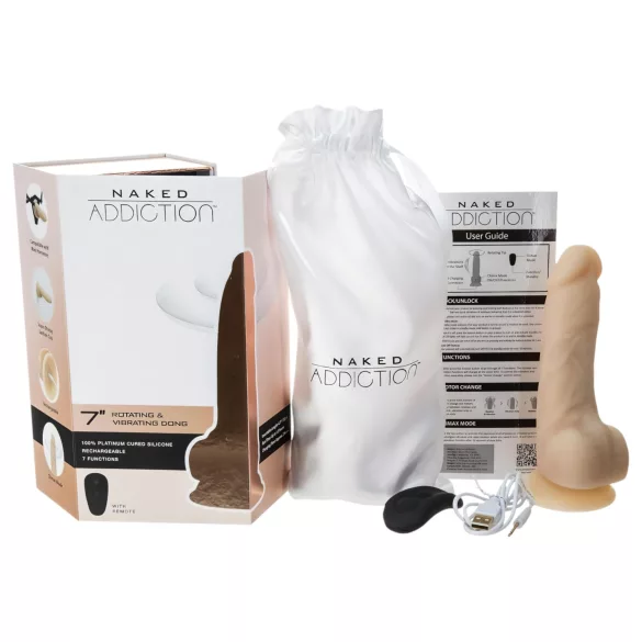 Naked Addiction Rotating 7 - vibratore rotante (18cm) - naturale