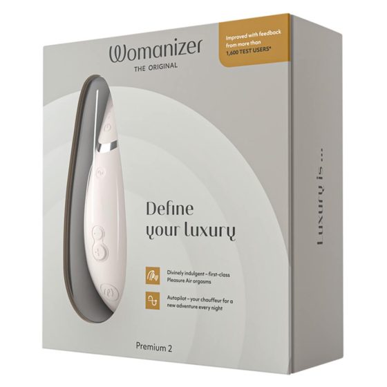Womanizer Premium 2 - Stimolatore clitorideo a onde d'aria impermeabile e ricaricabile (bianco)