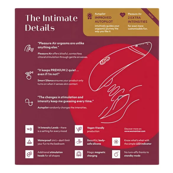 Womanizer Premium 2 - stimolatore clitorideo ad aria - rosso